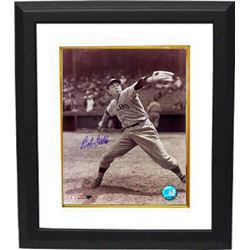 Bob Feller Signed Cleveland Indians 8X10 Vintage Sepia Photo Custom Framed (Pitching)