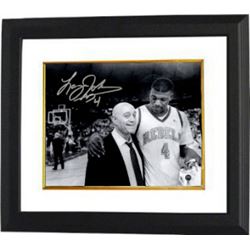 Larry Johnson Signed UNLV Runnin' Rebels B&W 8X10 Photo Custom Framed W/ Jerry Tarkanian- Steiner Ho