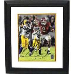 Derrick Henry Signed Alabama Crimson Tide 8X10 Photo Custom Framed #2 (Vertical Stiff Arm Vs LSU-Hei