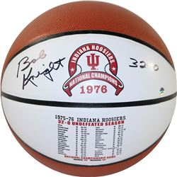 Bob Knight Signed Indiana Hoosiers Undefeated Season Games & Scores White Logo Basketball W/ "32-0" 