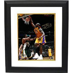 Shaquille O'neal Signed Los Angeles Lakers 16X20 Photo Custom Framed #34 (Dunk Vs Seattle)