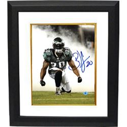 Brian Dawkins Signed Philadelphia Eagles 8X10 Photo Custom Framed #20 (Smoke-Flexing)