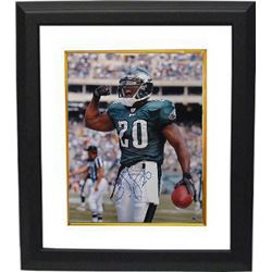 Brian Dawkins Signed Philadelphia Eagles 16X20 Photo Custom Framed #20 (Vertical-Green Jersey-Flex)