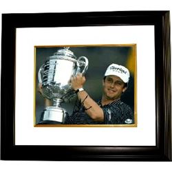 David Toms Signed 8X10 Photo Custom Framed 2001 PGA Championship W/ Trophy (Horizontal)