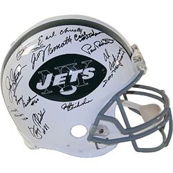 Joe Namath Signed New York Jets 1969 Team Full Size TB Proline Helmet With 24 Signatures (SB III Cha