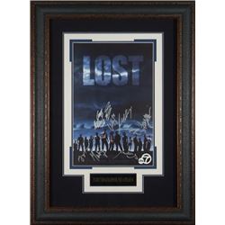 Jorge Garcia Signed Lost 20X28 Masterprint TV Poster Leather Framed W/ 8 Sigs (Entertainment/Photo)