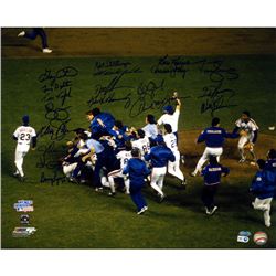 1986 Mets Multi Signed Team Celebration 16X20 Photo W/ Gary Carter  (19 Sigs) (MLB Auth)
