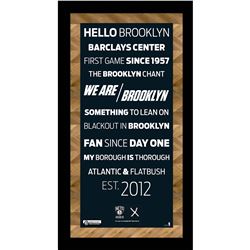 Brooklyn Nets Subway Sign W/ Game Used Net Mini Framed 10X20 Photo (Brick Background)