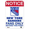 New York Rangers Fans Only 8X12 Aluminum Sign
