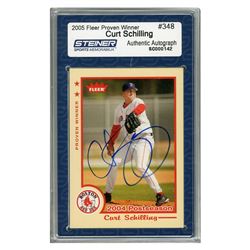 Curt Schilling Signed Fleer 2004 Postseason Trading Card (Slabbed By Steiner)