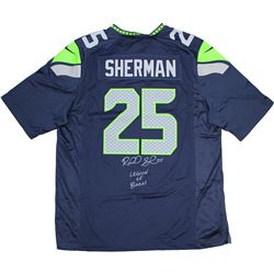 Richard Sherman Signed Blue Nike Seattle Seahawks Jersey W/ "Legion Of Boom" Insc. ( Richard Sherman