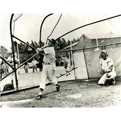 Duke Snider Signed B/W Batting 16X20 Photo (JSA)