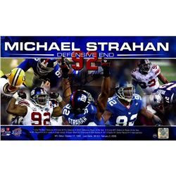 Michael Strahan Signed "Defensive End" Collage 10X17 Photo