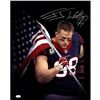 Image 1 : J.J. Watt Signed Houston Texans American Flag 16X20 Photo ( JSA)