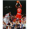 Image 1 : Hakeem Olajuwon Signed Houston Rockets Shooting Vs Patrick Ewing 16X20 Photo