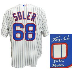 Jorge Soler Signed Chicago Cubs White Pinstripe Majestic Replica Jersey W/Soler Power