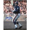 Y.A. Tittle Signed New York Giants Blue Jersey Passing Vertical 8X10 Photo HOF 71