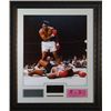Image 1 : Muhammad Ali Unsigned Over Sonny Liston Engraved Signature Series Leather Framed W/ Ticket