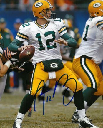 Aaron Rodgers Signed Green Bay Packers 8x10 Photo White Jersey