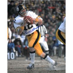 Terry Bradshaw Signed Pittsburgh Steelers 16X20 Photo (White Jersey Vertical Dropback)