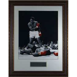 Muhammad Ali Unsigned 11X14 Spotlight Photo Black Leather Framed Over Liston