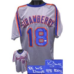 Darryl Strawberry Signed New York Mets TB Gray Prostyle Jersey Dual 83 ROY & 86 WS Champs XL- JSA Ho