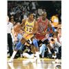 Image 1 : Magic Johnson Signed Los Angeles Lakers 16X20 Photo Vs Michael Jordan
