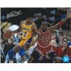 Image 1 : Magic Johnson Signed Los Angeles Lakers 16X20 Photo Vs Jordan
