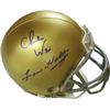 Image 1 : Lou Holtz Signed Notre Dame Fighting Irish Replica Mini Helmet  W/Charlie Weis- Steiner Hologram