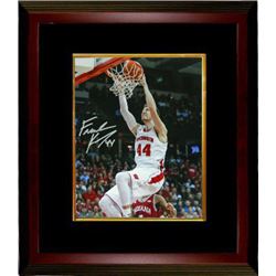 Frank Kaminsky Signed Wisconsin Badgers 8X10 Photo Custom Framed (Slam Dunk Vs Indiana White Jersey)