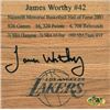James Worthy Signed Los Angeles Lakers Logo Floor Board 6X6
