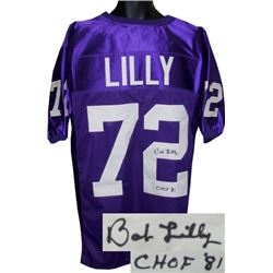 Bob Lilly Signed TCU Horned Frogs Purple Custom Jersey CHOF 81