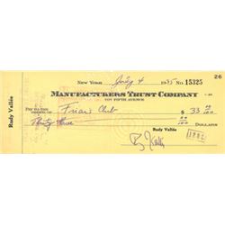 Rudy Vallee Signed 1935 Manufacturers Trust Company Bank Cancelled Check Red Stamp/Ink (Music/Entert