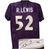 Image 1 : Ray Lewis Signed Baltimore Ravens Purple Prostyle Jersey XL #52