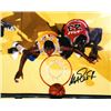 Magic Johnson Signed Los Angeles Lakers 8X10 Photo (Yellow Jersey From Above-Black Sig)