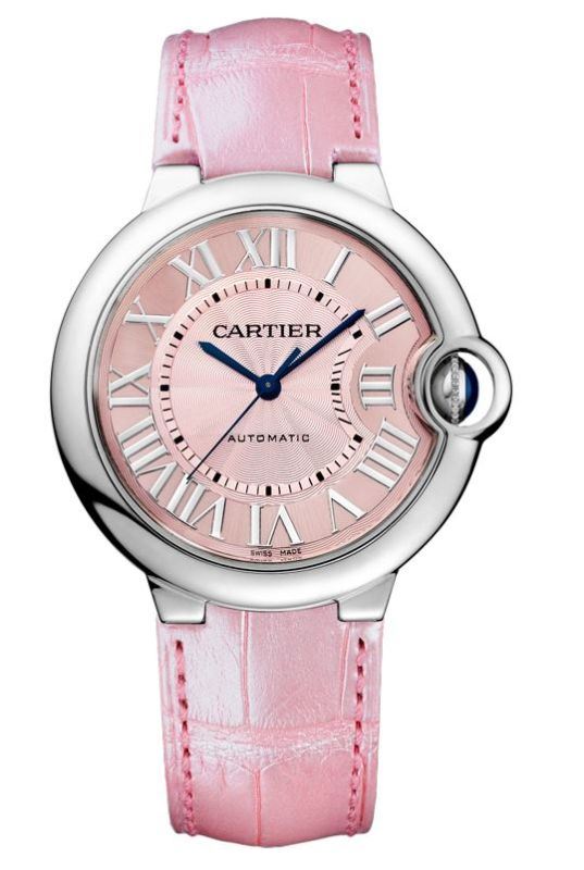 Cartier Ballon Bleu 36mm Pink Leather Automatic Women Watch