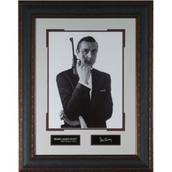 Sean Connery As James Bond Unsigned 11X14 Vintage B&W Photo Leather Framed Engraved Signature Series