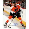 Image 1 : Claude Giroux Philadelphia Flyers Orange Jersey W/ Puck Between Legs Signed 16X20 Photo (AJ's Sports