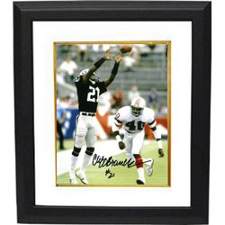 Cliff Branch Signed Oakland Raiders 8X10 Photo Custom Framed (Black Jersey Catch)