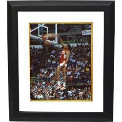 Spud Webb Signed Atlanta Hawks 16X20 Photo Custom Framed (1986 Slam Dunk Champ/Front)