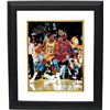Image 1 : Magic Johnson Signed Los Angeles Lakers 16X20 Photo Custom Framed (Yellow Jersey Post Up Vertical Vs