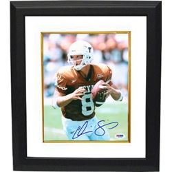 Chris Simms Signed Texas Longhorns 8X10 Photo Custom Framed- PSA Hologram (Orange Jersey Passing)