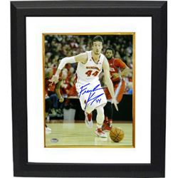 Frank Kaminsky Signed Wisconsin Badgers 8X10 Photo Custom Framed (White Jersey)