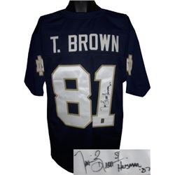 Tim Brown Signed Notre Dame Fighting Irish Navy Custom Jersey Heisman 87- Brown Hologram
