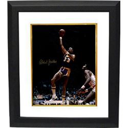 Kareem Abdul-Jabbar Signed Los Angeles Lakers 16X20 Photo Custom Framed (Purple Jersey Hook Shot-Gol