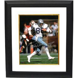 Drew Pearson Signed Dallas Cowboys 8X10 Photo Custom Framed #88 ROH 2011 (White Jersey Vs 49Ers)