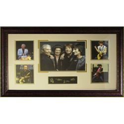 Charlie Watts Unsigned Rolling Stones 5 Photo Engraved Signature Series 29X20 Leather Framed (Music/