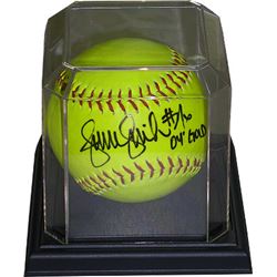 Jennie Finch Signed Official 12 Inch Yellow Softball W/ Black Base Display Case 04 Gold (Team USA Ol