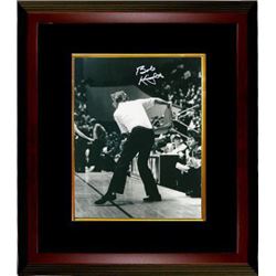 Bobby Knight Signed Indiana Hoosiers 16X20 B&W Photo Custom Framed Throwing Chair (Silver Sig)