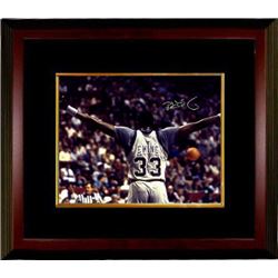Patrick Ewing Signed Georgetown Hoyas 8X10 Photo Custom Framed (Arms Out)- Steiner Hologram